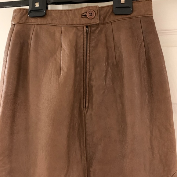 Brown Leather Pencil Skirt - Picture 5 of 8